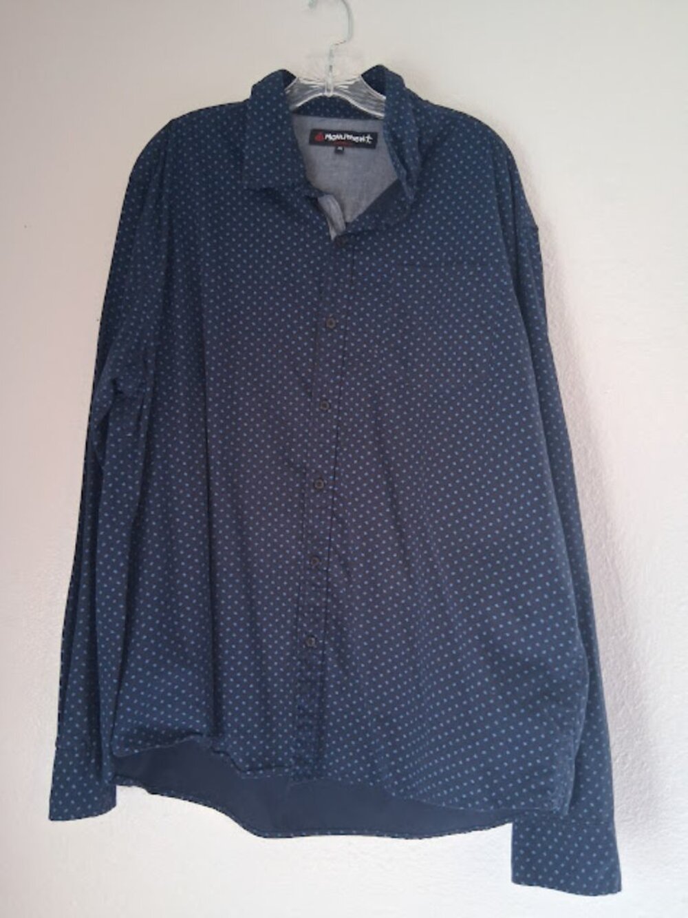 Monument men's size 2X navy blue and teal button up shirt